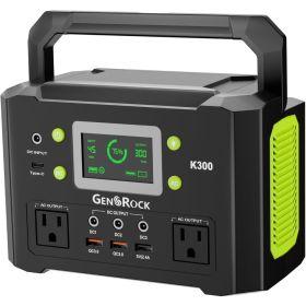 Portable Power Station, 110V/300W Pure Sine Wave Solar Generator, 222Wh Backup Lithium Battery with AC Outlet/QC