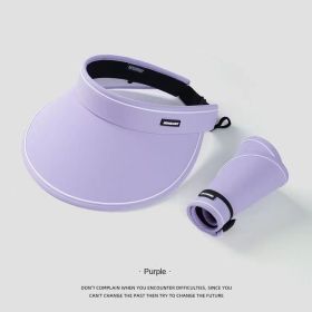 UPF50 + sunscreen cap empty top women's summer cycling anti-ultraviolet uv sun hat all-match large eaves folding sun hat (Color: Xu Lu with purple, size: All yards)