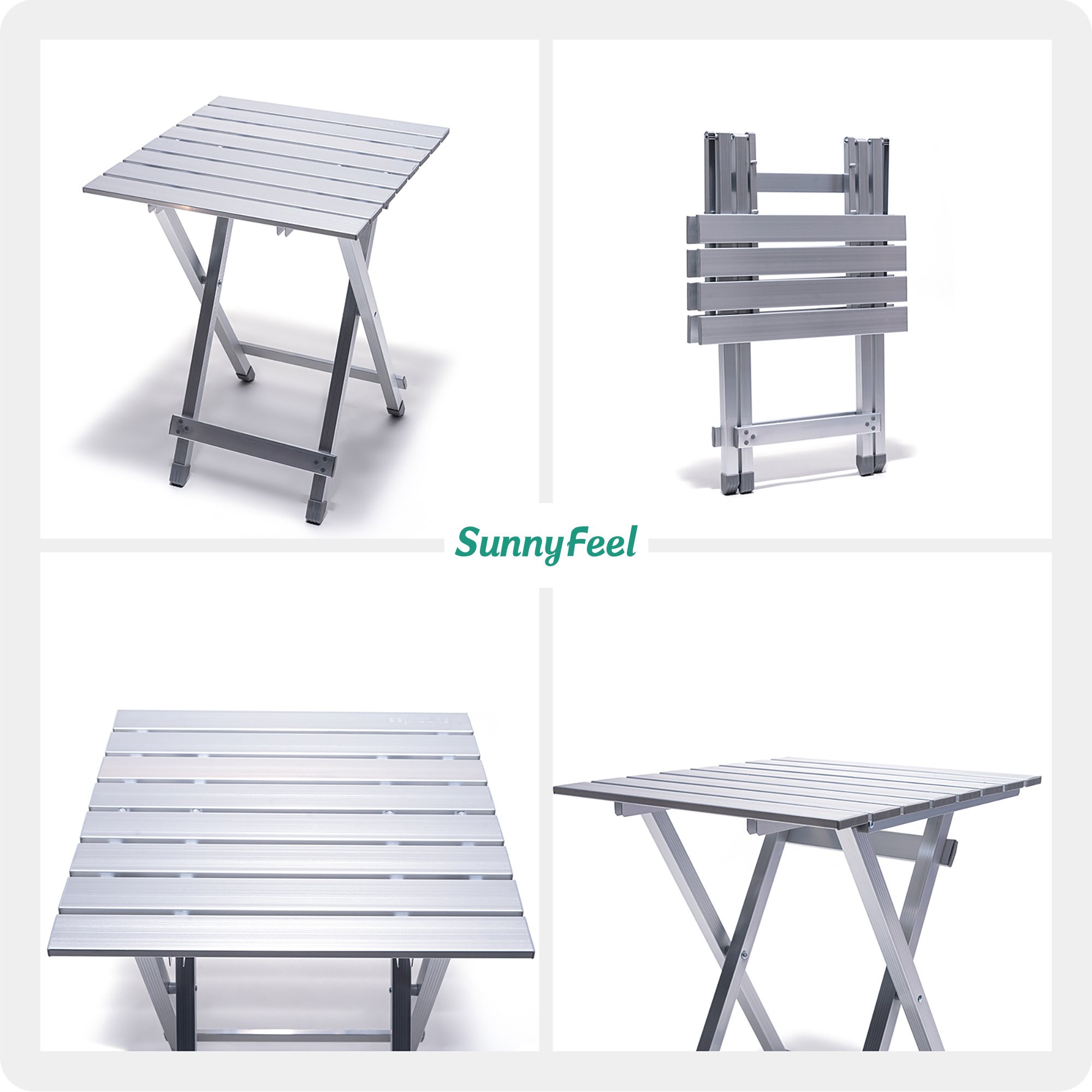 SUNNYFEEL Folding Camping Table - Lightweight Aluminum Portable Picnic Table, 18.5x18.5x24.5 Inch for Cooking, Beach, Hiking, Travel, Fishing, BBQ, In SUNNYFEEL Folding Camping Table - Lightweight Aluminum Portable Picnic Table, 18.5x18.5x24.5 Inch for Cooking, Beach, Hiking, Travel, Fishing, BBQ, In